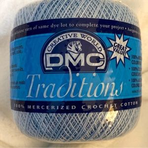 New DMC Traditions 100% mercerized crochet cotton colorfast light blue